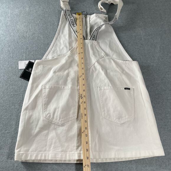 Volcom White Overall Front Zip Teen Mini Dress Skirt Jumper Summer Medium NWT - Picture 13 of 16